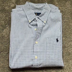 Ralph Lauren Men’s Short Sleeve Button Down Blue Gingham Medium
